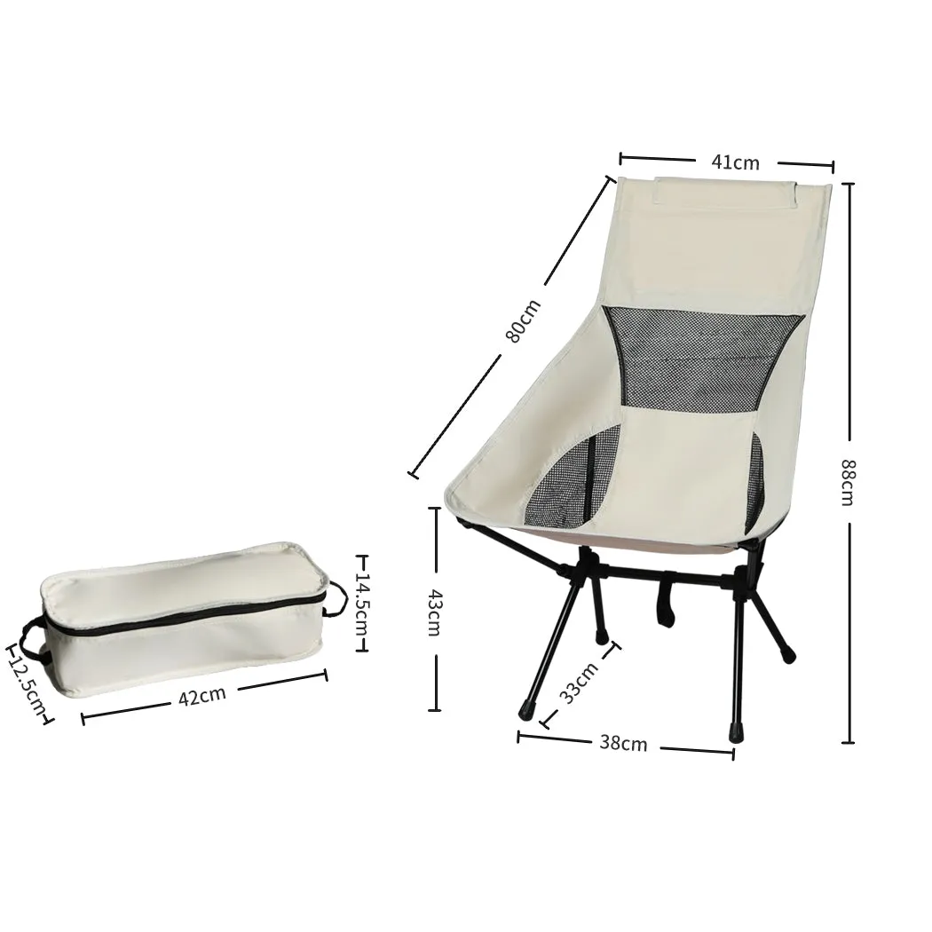 Levede Camping Chair Folding Outdoor Large Beige-TAS_Rural