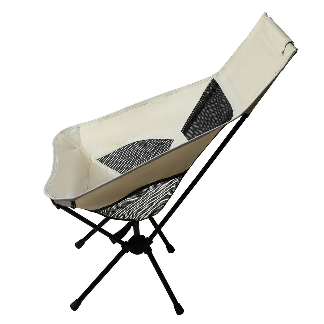 Levede Camping Chair Folding Outdoor Large Beige-TAS_Rural