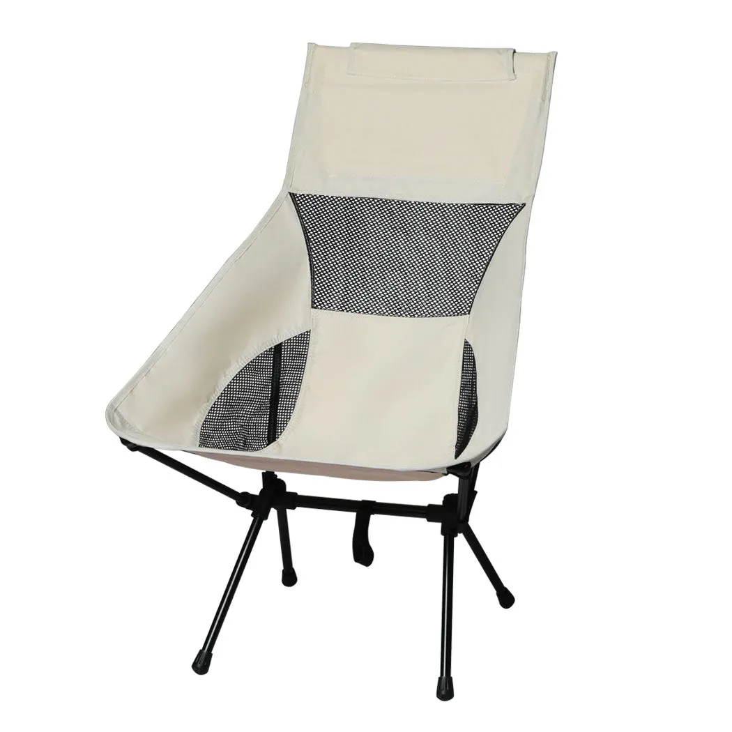 Levede Camping Chair Folding Outdoor Large Beige-TAS_Rural
