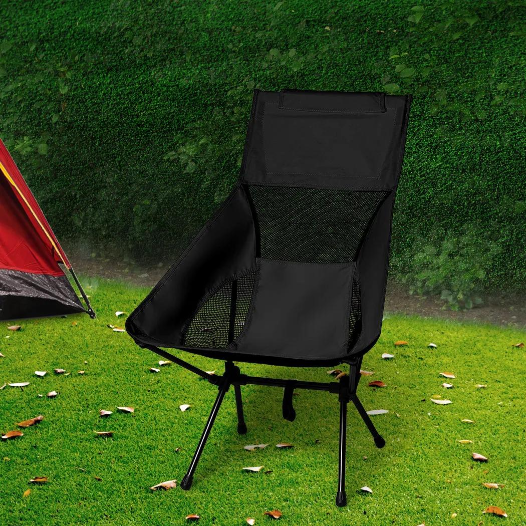 Levede Camping Chair Folding Outdoor Large Black-NT_Metro