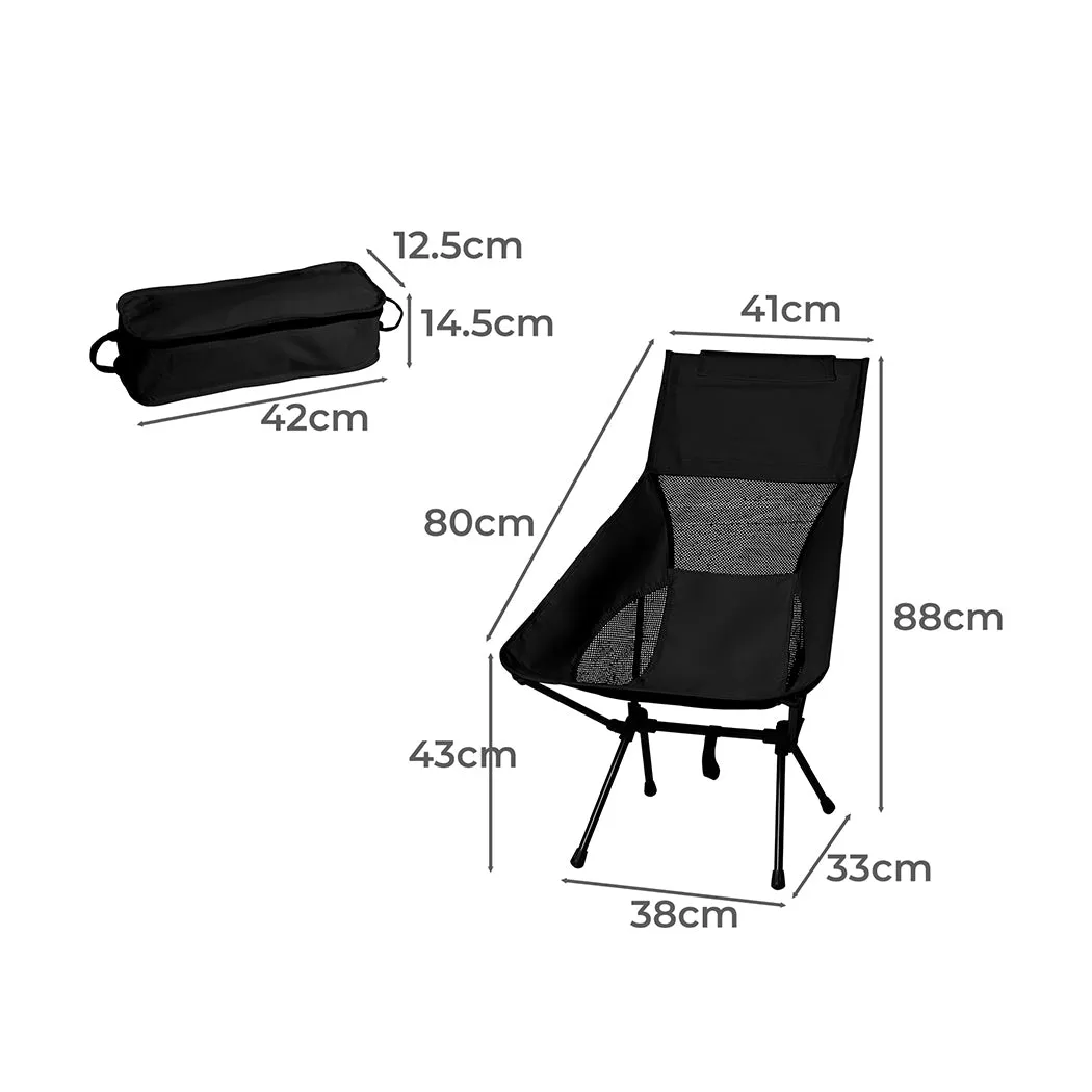 Levede Camping Chair Folding Outdoor Large Black-NT_Metro