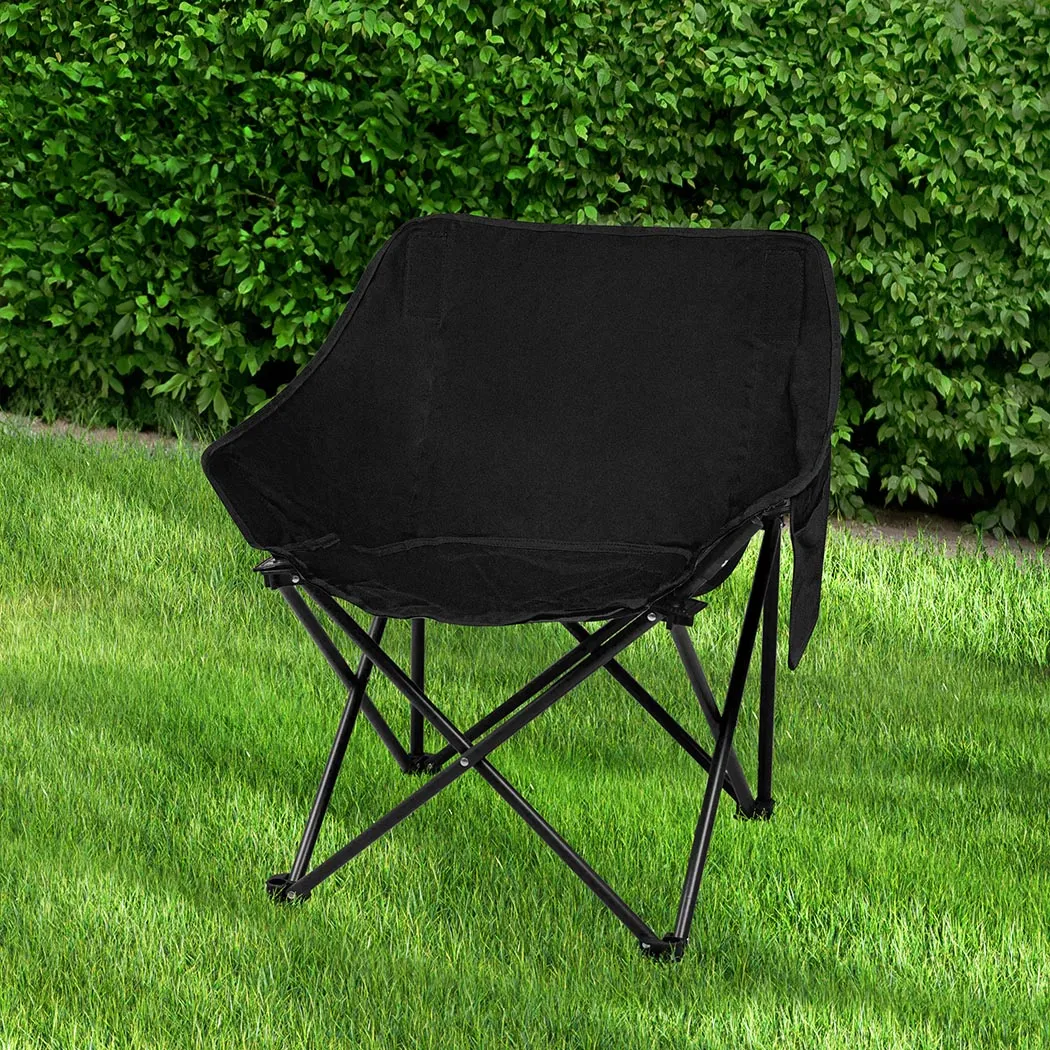 Levede Folding Camping Moon Chair Lightweight Black-WA_Rural