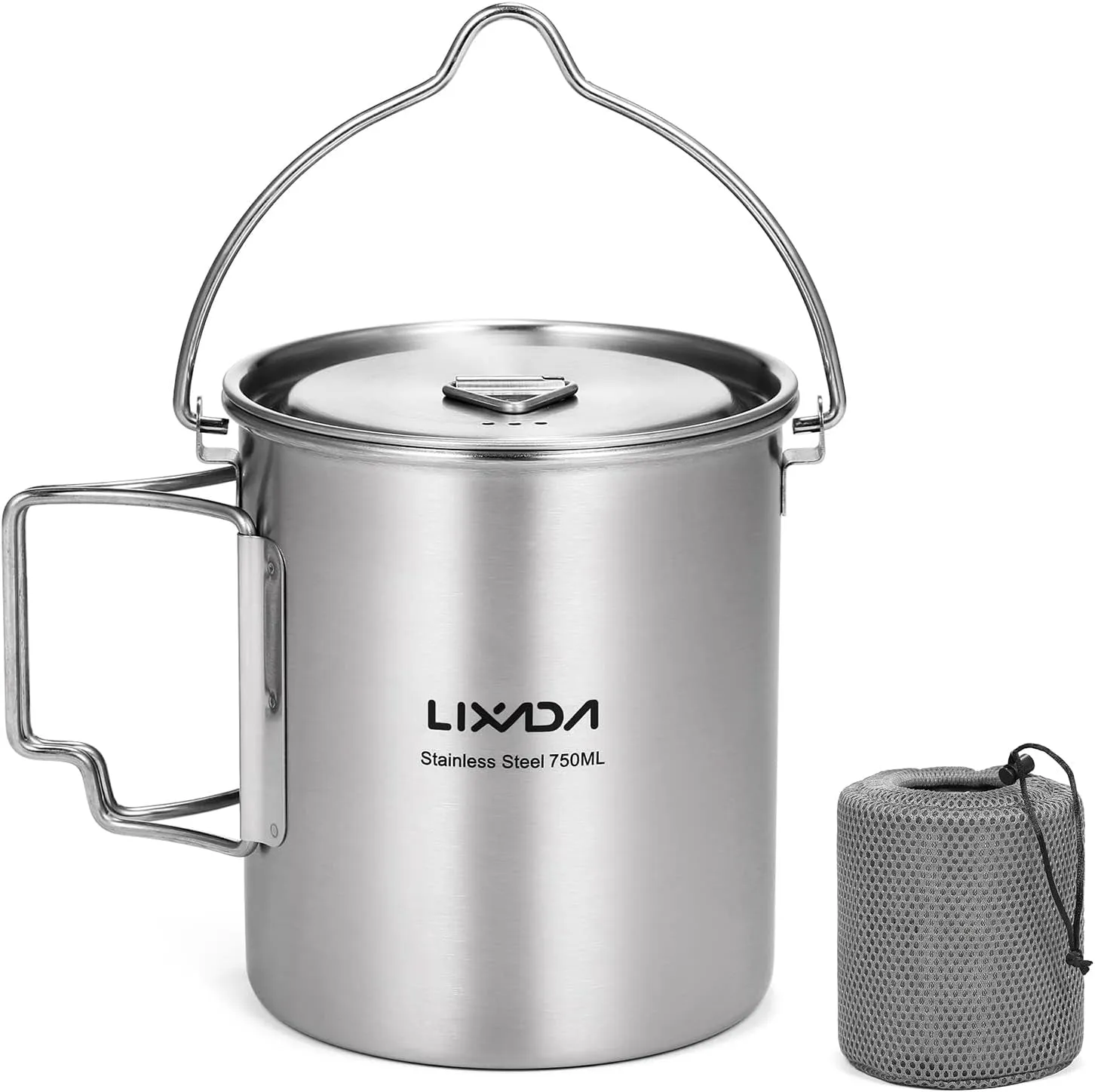 Lid Mug Camping Privacy-focused Stainless Pot,750Ml Hiking Water Steel Handles Backpacking for Cup Outdoor Cup Camping Foldable and Beautifully designed with