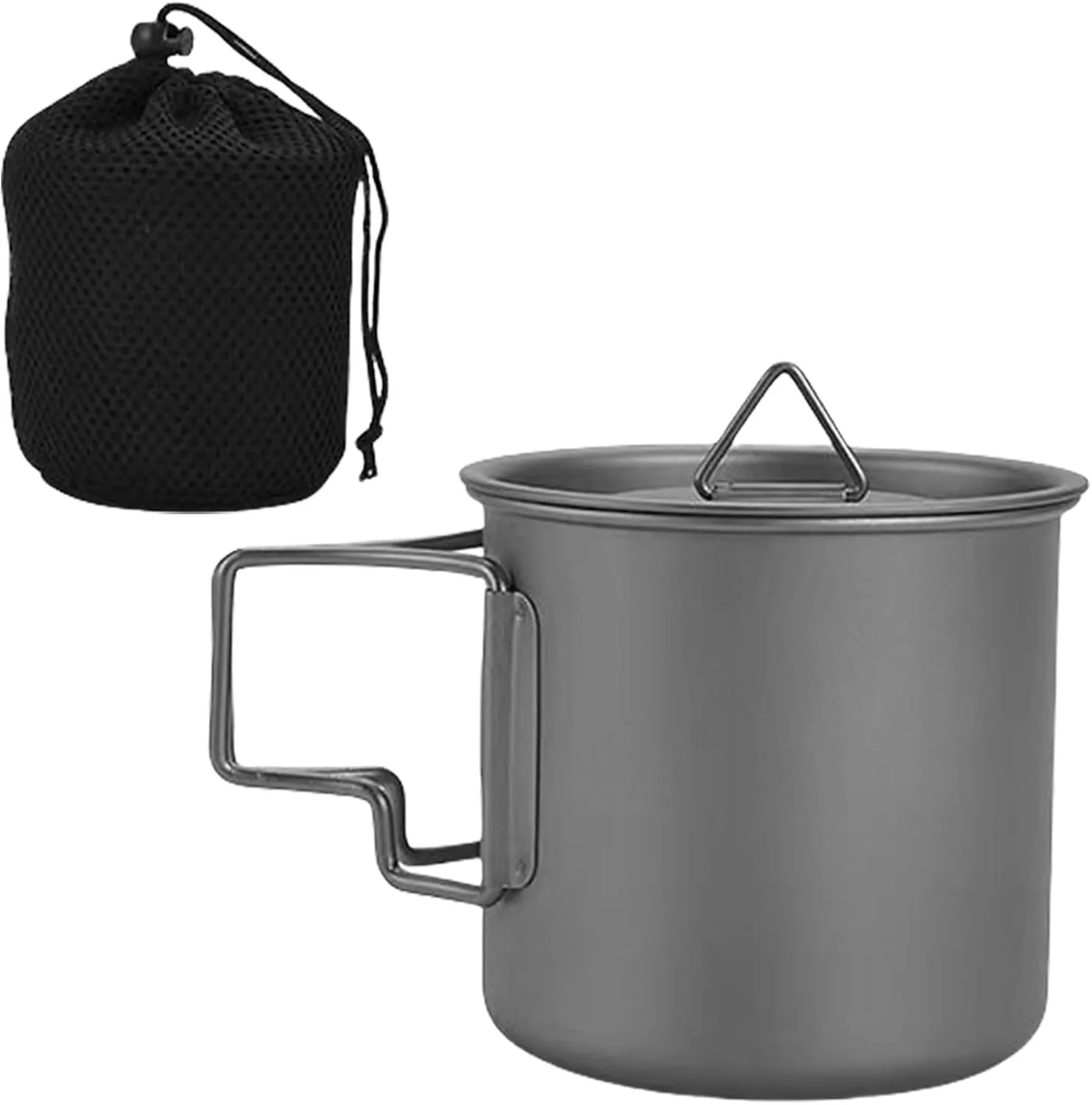 Light Weight Metal Cup Mug with Folding Handle Camping Picnics Water Mug Tableware Picnics Utensils Outdoor Water Cup Coffee Cup