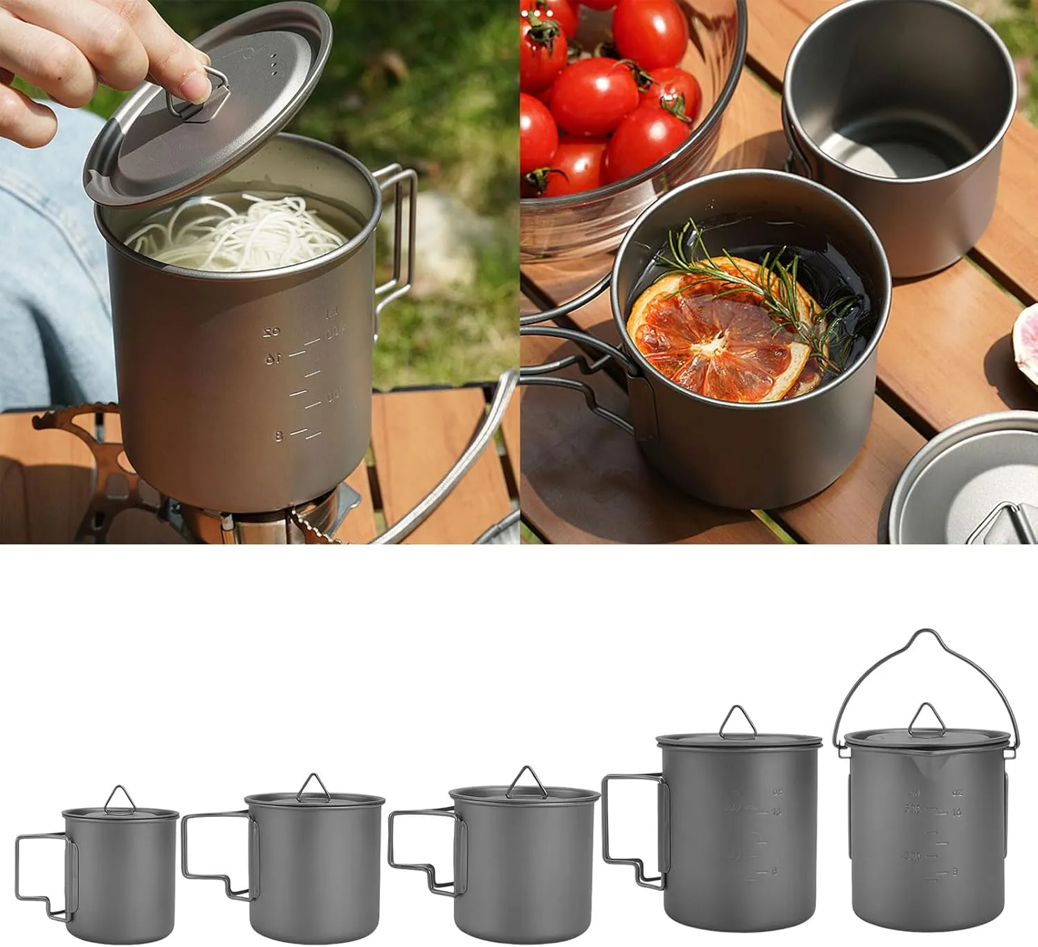 Light Weight Metal Cup Mug with Folding Handle Camping Picnics Water Mug Tableware Picnics Utensils Outdoor Water Cup Coffee Cup