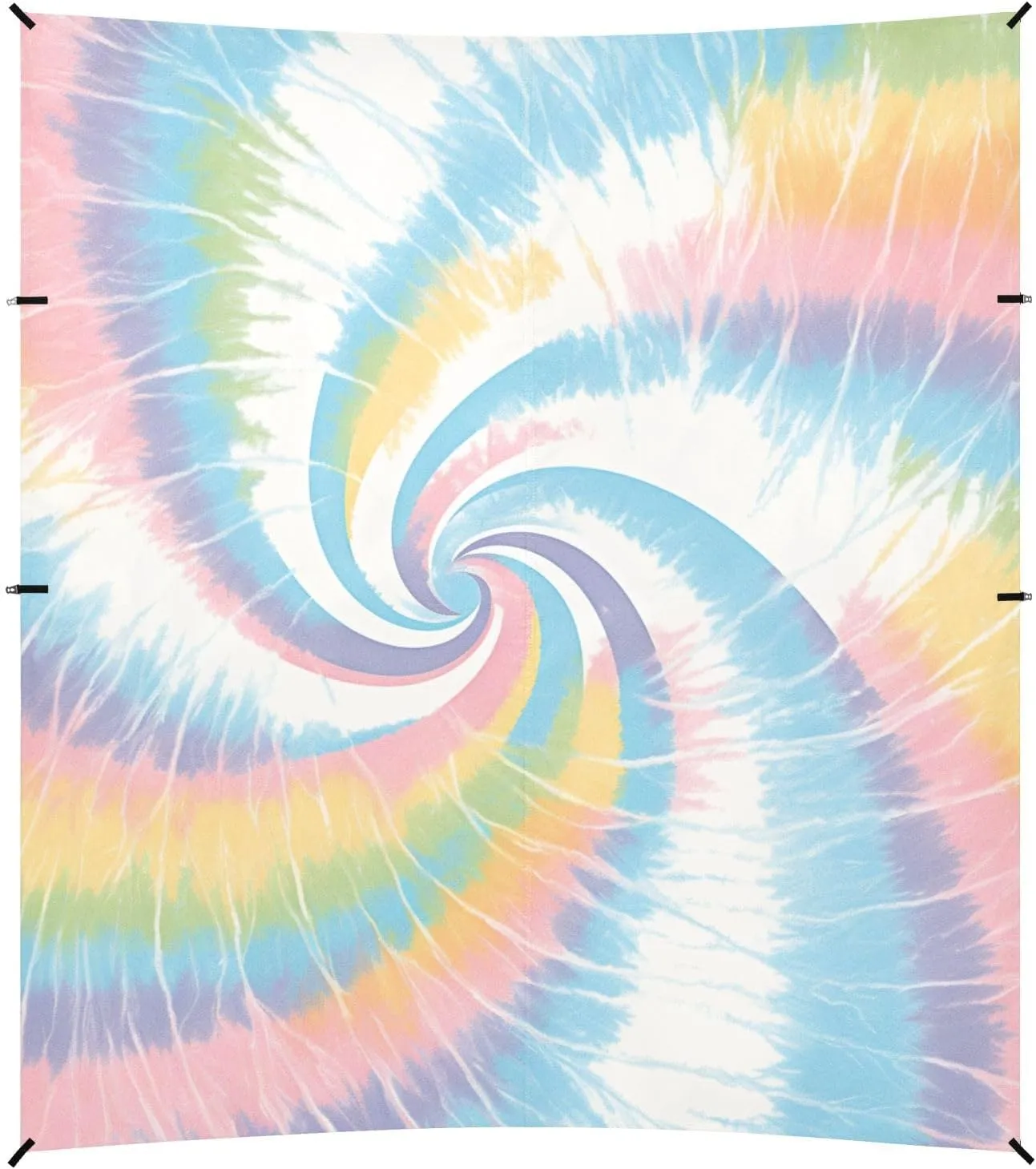 Lightslategray Tie-dye Background Vibrant Colors and Swirling Patterns Foldable Beach Canopy UPF50 Waterproof Sun Shade with Sandbags and Shovel for Family Trips, Picnics & Camping