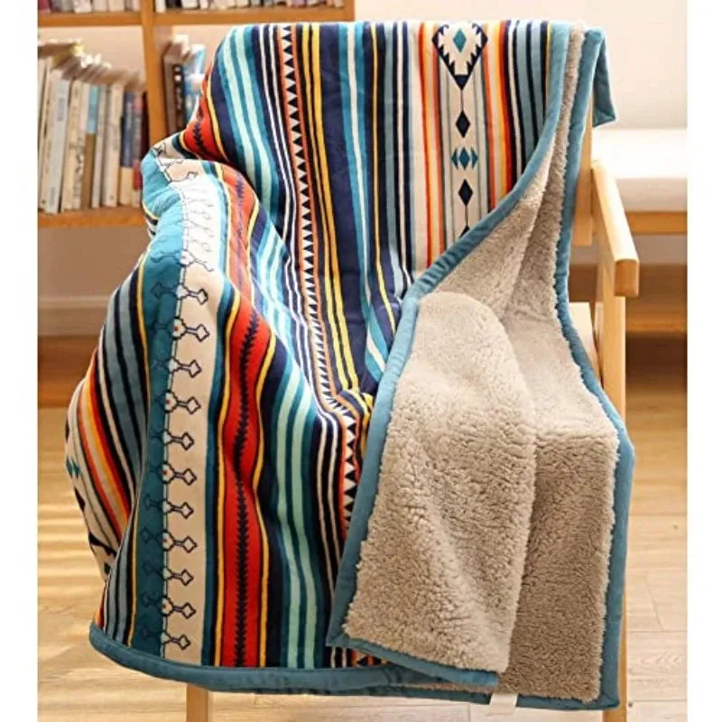 Lightweight Boho Sherpa Throw 50'' X 60''