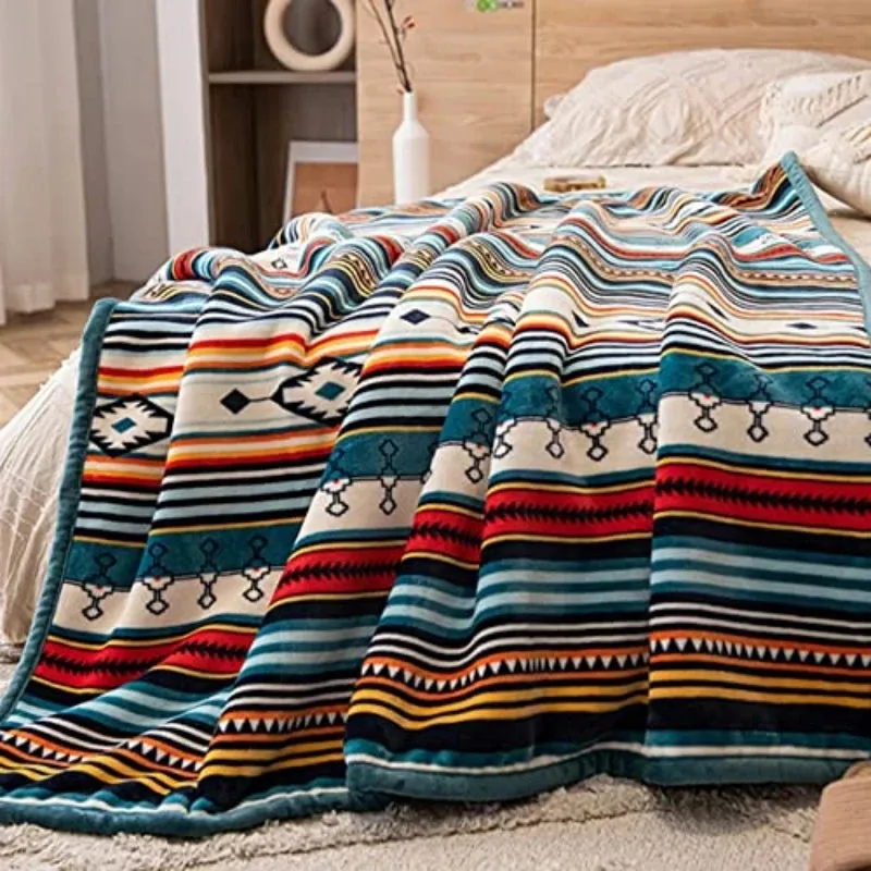 Lightweight Boho Sherpa Throw 50'' X 60''