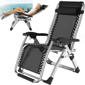 Lightweight Camping Chair,Reclining Camping Chairs with Headrest,Aluminum Zero Gravity Chairs,Adjustable Backrest,Portable Folding Garden Chairs,Deck Chairs for Adults,A