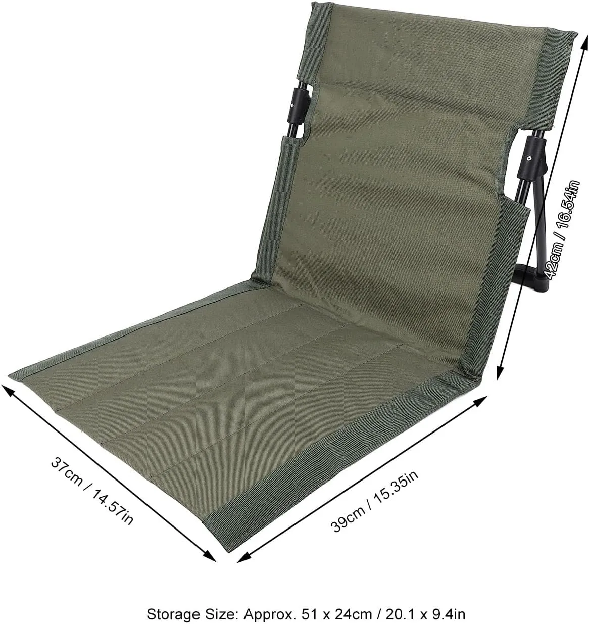 Lightweight, Comfortable Camping Folding Chair with Backrest for Outdoor, Fishing, Lounging on The Beach, Ideal Portable Lazy Floor Chair with Back Support (OD Green)