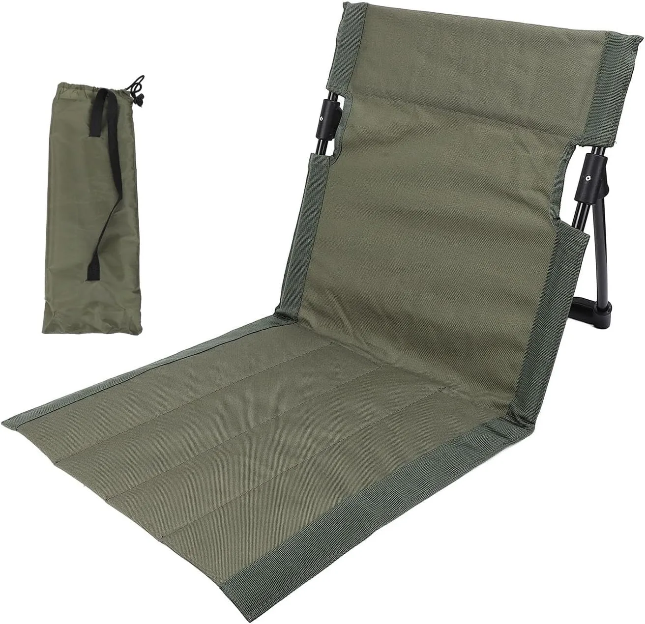 Lightweight, Comfortable Camping Folding Chair with Backrest for Outdoor, Fishing, Lounging on The Beach, Ideal Portable Lazy Floor Chair with Back Support (OD Green)