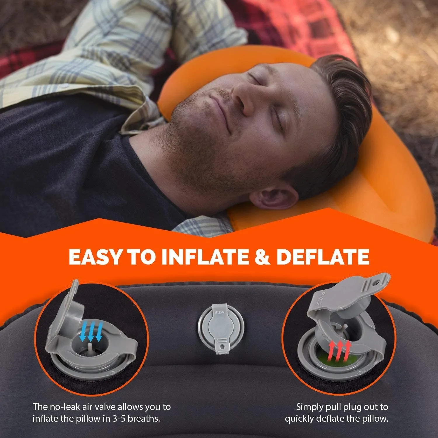 lightweight compressible camping pillow - ergonomic travel support