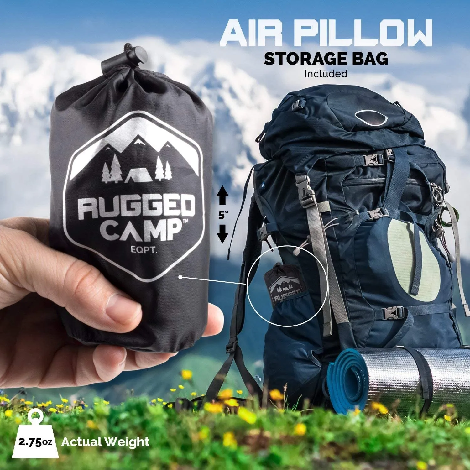 lightweight compressible camping pillow - ergonomic travel support