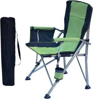 Lightweight Folding Outdoor Beach Camp Chair with Cup Holder, Large Portable Folding Lawn Chairs for Adults, 330lbs Capacity, for Fishing, Hiking, Picnic, Travel, Carry Bag,Green