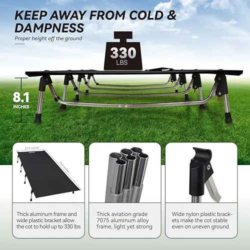 Lightweight Folding Tent Camping Cot Bed with Lever Lock