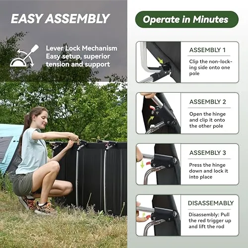 Lightweight Folding Tent Camping Cot Bed with Lever Lock