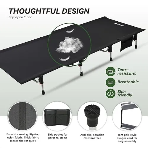 Lightweight Folding Tent Camping Cot Bed with Lever Lock
