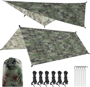 Lightweight Sun Shelter Shade Tent Tarp Awning Canopy with Poles and Stakes for Camping Hiking Backpacking Picnic Fishing Beach
