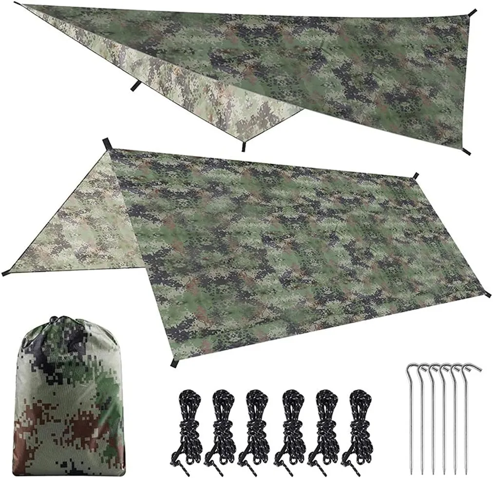 Lightweight Sun Shelter Shade Tent Tarp Awning Canopy with Poles and Stakes for Camping Hiking Backpacking Picnic Fishing Beach