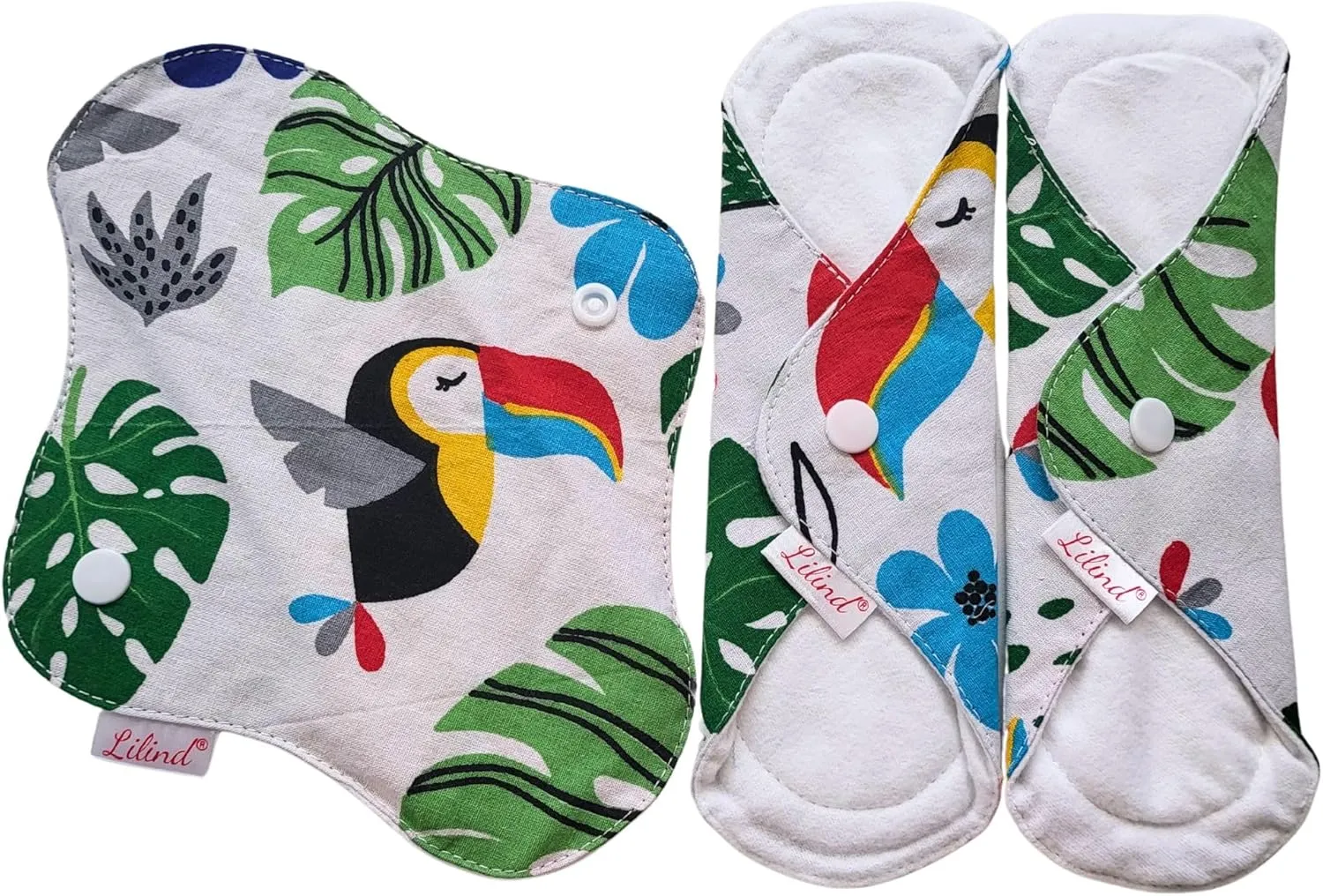 Lilind® 17 Pack Jumbo Set Organic Cloth Pads, Reusable Washable Menstrual Family Cloth, Zero Waste 100% Cotton, Random Flowers prints