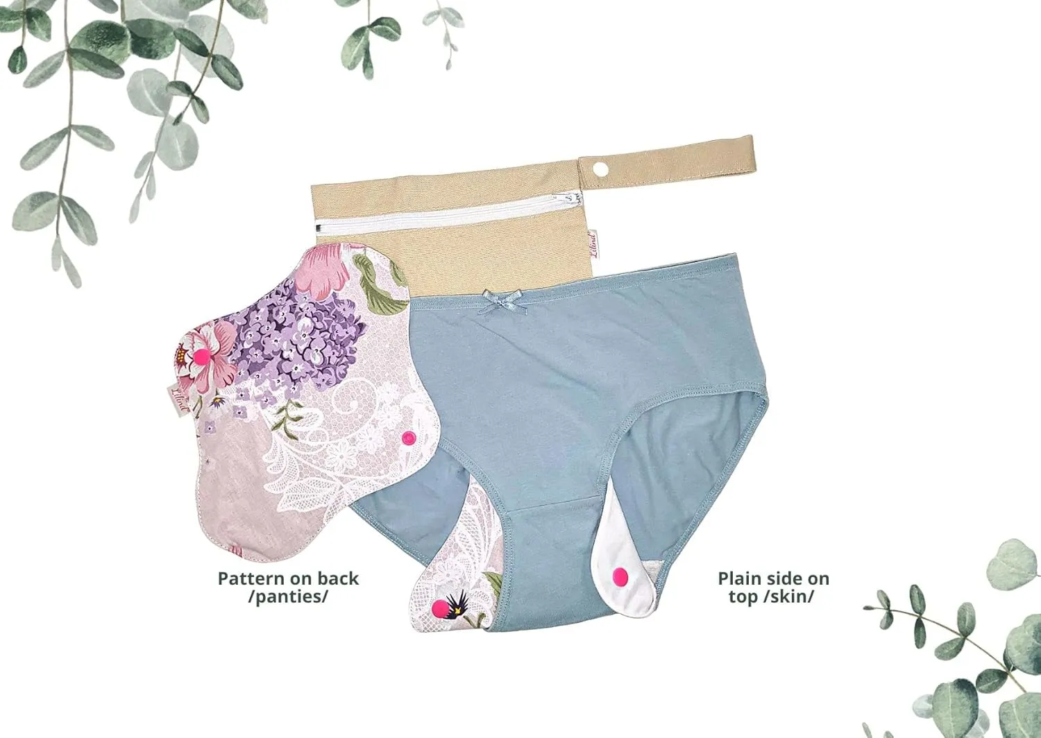 Lilind® 17 Pack Jumbo Set Organic Cloth Pads, Reusable Washable Menstrual Family Cloth, Zero Waste 100% Cotton, Random Flowers prints