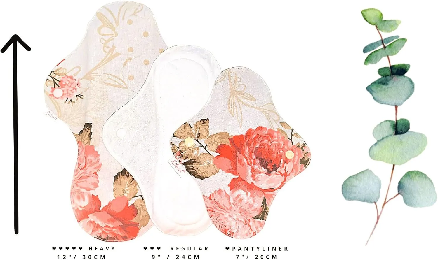 Lilind® 17 Pack Jumbo Set Organic Cloth Pads, Reusable Washable Menstrual Family Cloth, Zero Waste 100% Cotton, Random Flowers prints
