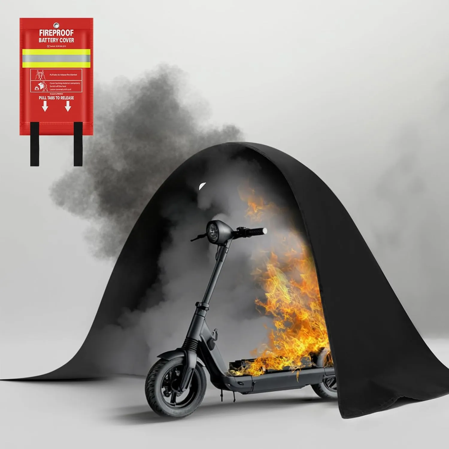 Lipo Battery Fireproof Cover Battery Safe Blanket for Ebike and Escooter Storage,Charging and Discharging, EV Fire Blanket for Lithium Battery (40x50 inch)