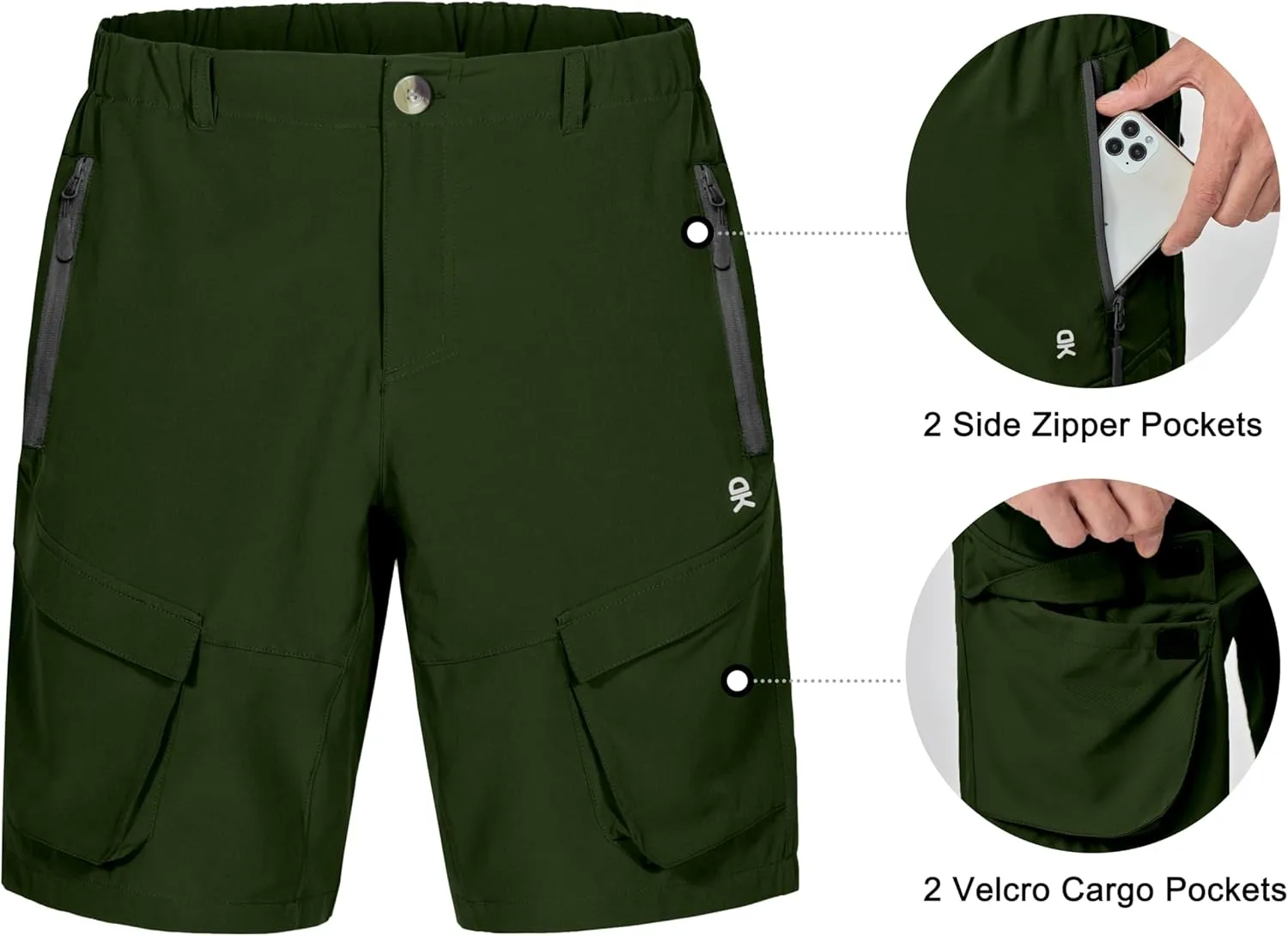 Little Donkey Andy Men's Stretch Quick Dry Cargo Shorts for Hiking, Camping, Travel