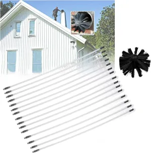 LIYUN Chimney Sweep kit Chimney Cleaning Brush Set with 18 Flexible Nylon Rods   1 Brush Head   Storage Bag, Duct Ventilation Cleaning Set, Sweeping Brush Tool for Smoke/Fireplace(15 Rods,410mm)