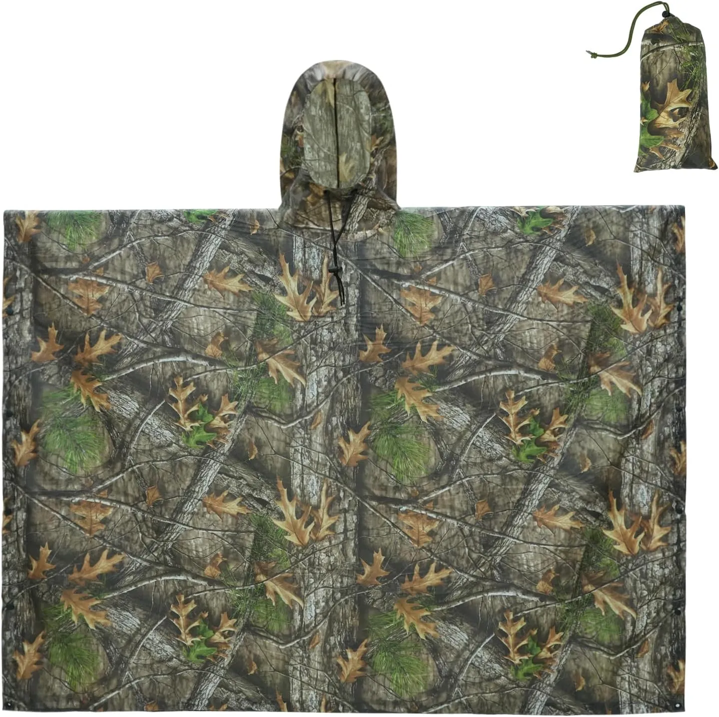 LOOGU Camo Rain Poncho with Hood Waterproof Lightweight Raincoat Rain Gear Men Women Outdoor Camping Hunting Hiking Fishing