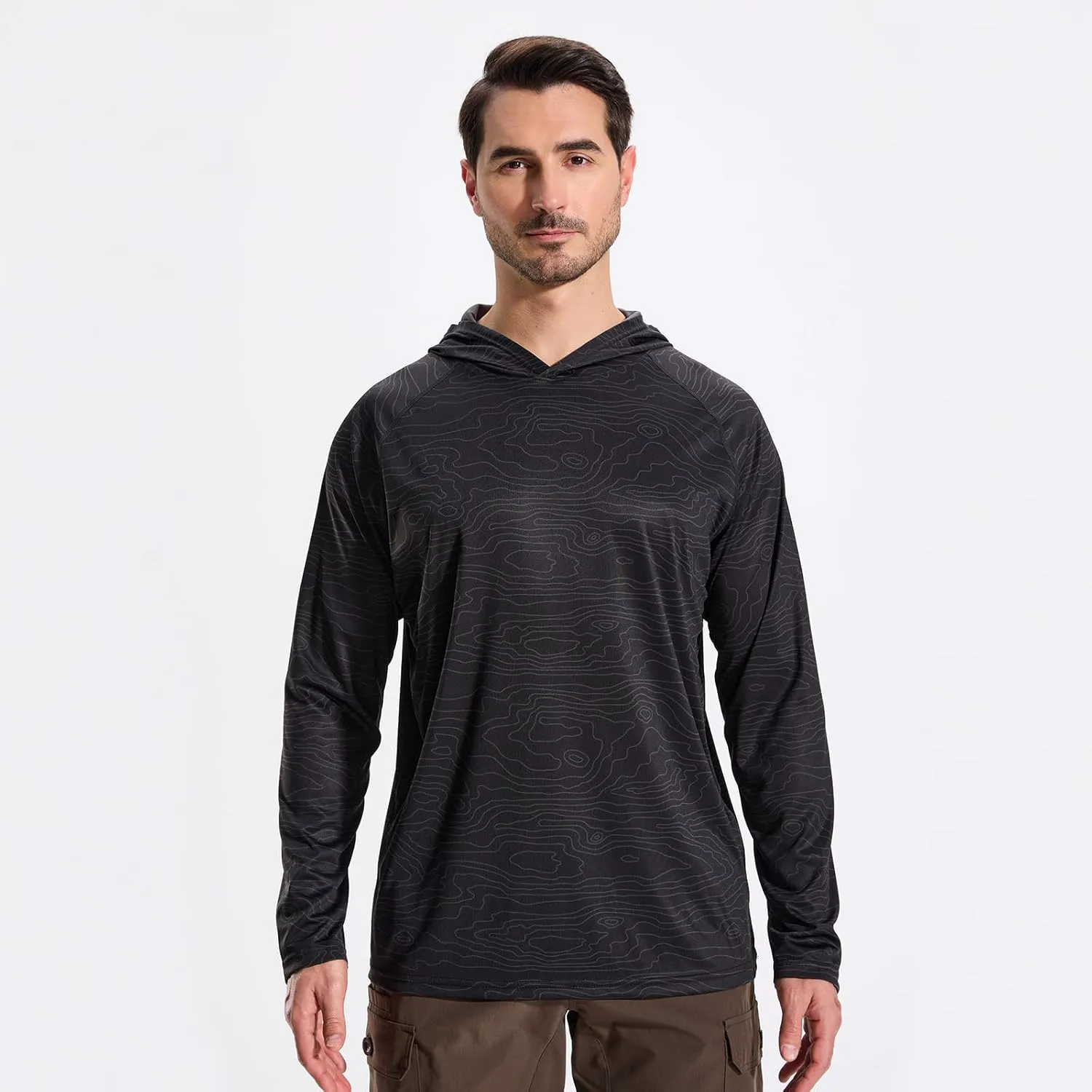 LOOGU Men's UPF 50  Sun Protection Hoodie Shirt Long Sleeve Lightweight, Camo Shirts for Fishing Hiking Camping