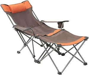 Lounge Chair 2 in 1 Camping Chair with Footrest Recliner Folding Chaise Lounge Chair Portable Beach Travel Lawn with Cup Holder Pillow and Carry Bag for Fishing Picnics/8969(Style3)