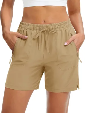 MAGCOMSEN Women's 5" Hiking Shorts UPF 50  Quick Dry Lightweight Athletic Running Golf Summer Casual Shorts with Pockets