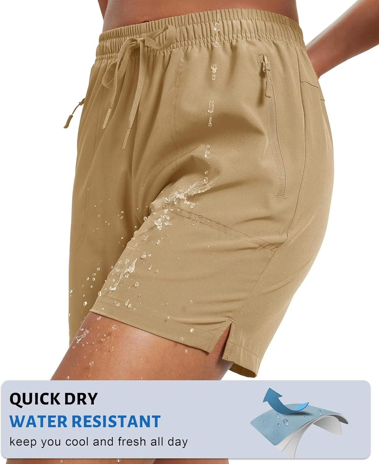 MAGCOMSEN Women's 5" Hiking Shorts UPF 50  Quick Dry Lightweight Athletic Running Golf Summer Casual Shorts with Pockets