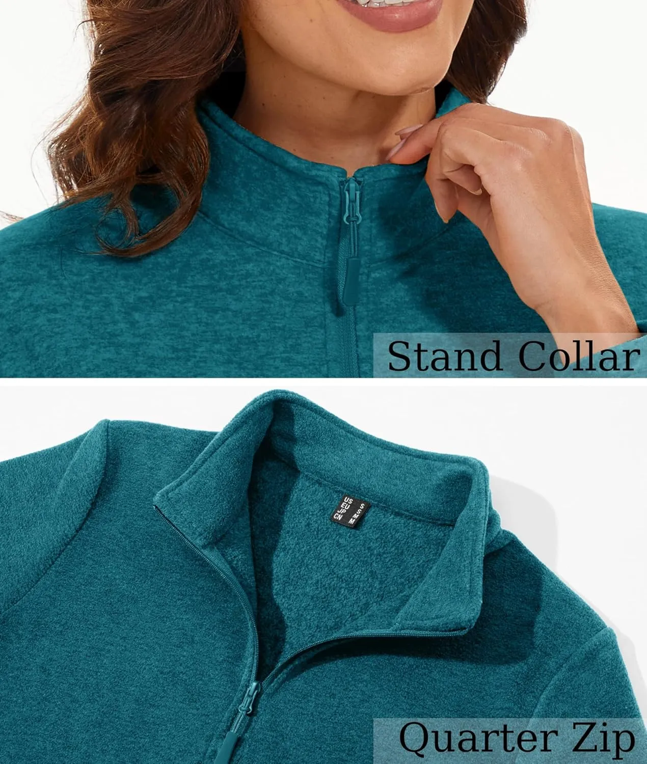 MAGCOMSEN Womens Quarter Zip Pullover Polar Fleece Jacket Soft Lightweight Sweatshirts Long Sleeve Warm Tops