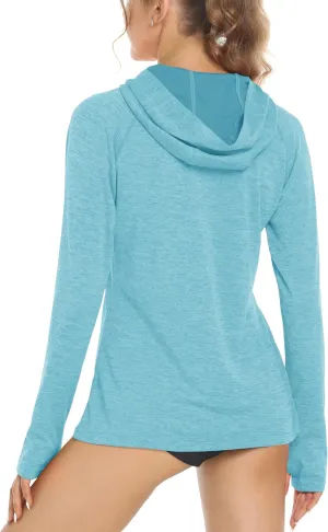 MAGCOMSEN Women's Sun Protection Hoodie Shirts UPF 50  Long Sleeve Top Quick Dry Lightweight for Hiking Athletic