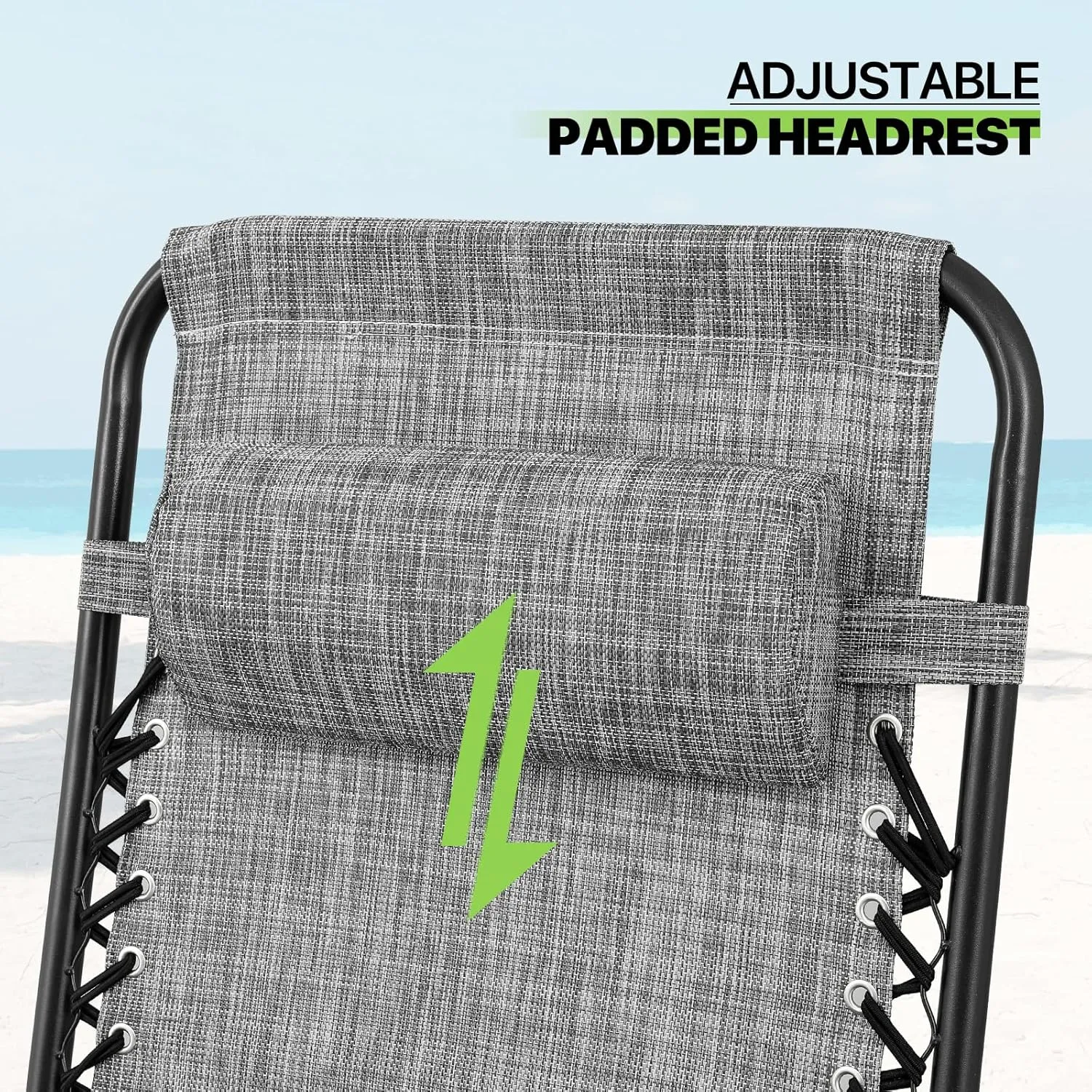 Magshion Zero Gravity Lounge Chairs Set of 2, Outdoor Patio Reclining Chair with Side Tray, Adjustable Anti-Gravity Recliners with Pillow Headrest, Folding Lounger for Lawn Camping Beach, Dark Grey