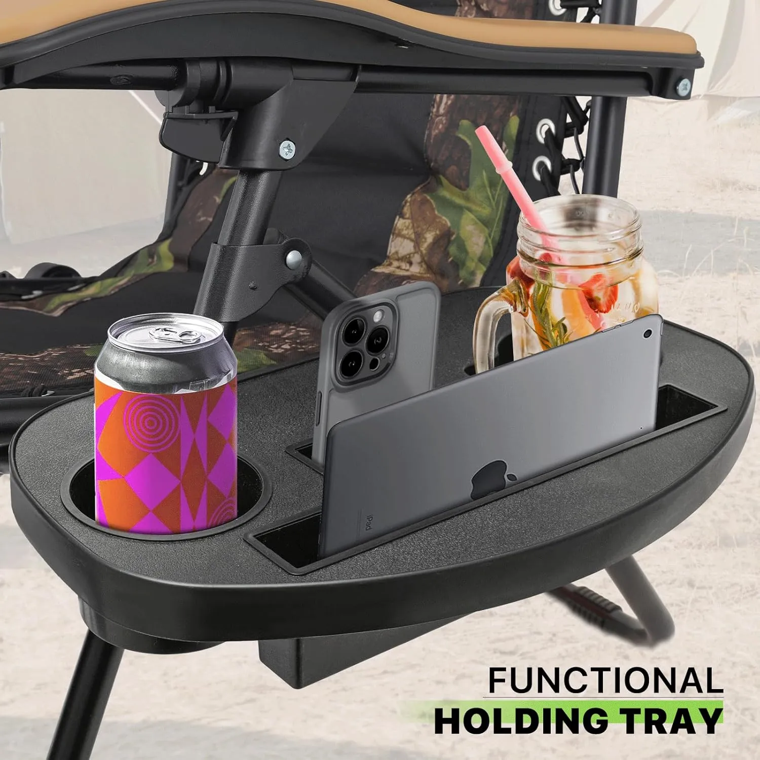 Magshion Zero Gravity Lounge Chairs Set of 2, Outdoor Patio Reclining Chair with Side Tray, Adjustable Anti-Gravity Recliners with Pillow Headrest, Folding Lounger for Lawn Camping Beach