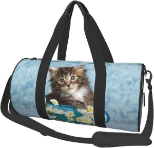 Maine Coon Kitten Cat Cup Large Duffle Bag Lightweight Travel Bag Foldable Weekender Overnight Bag For Men And Women