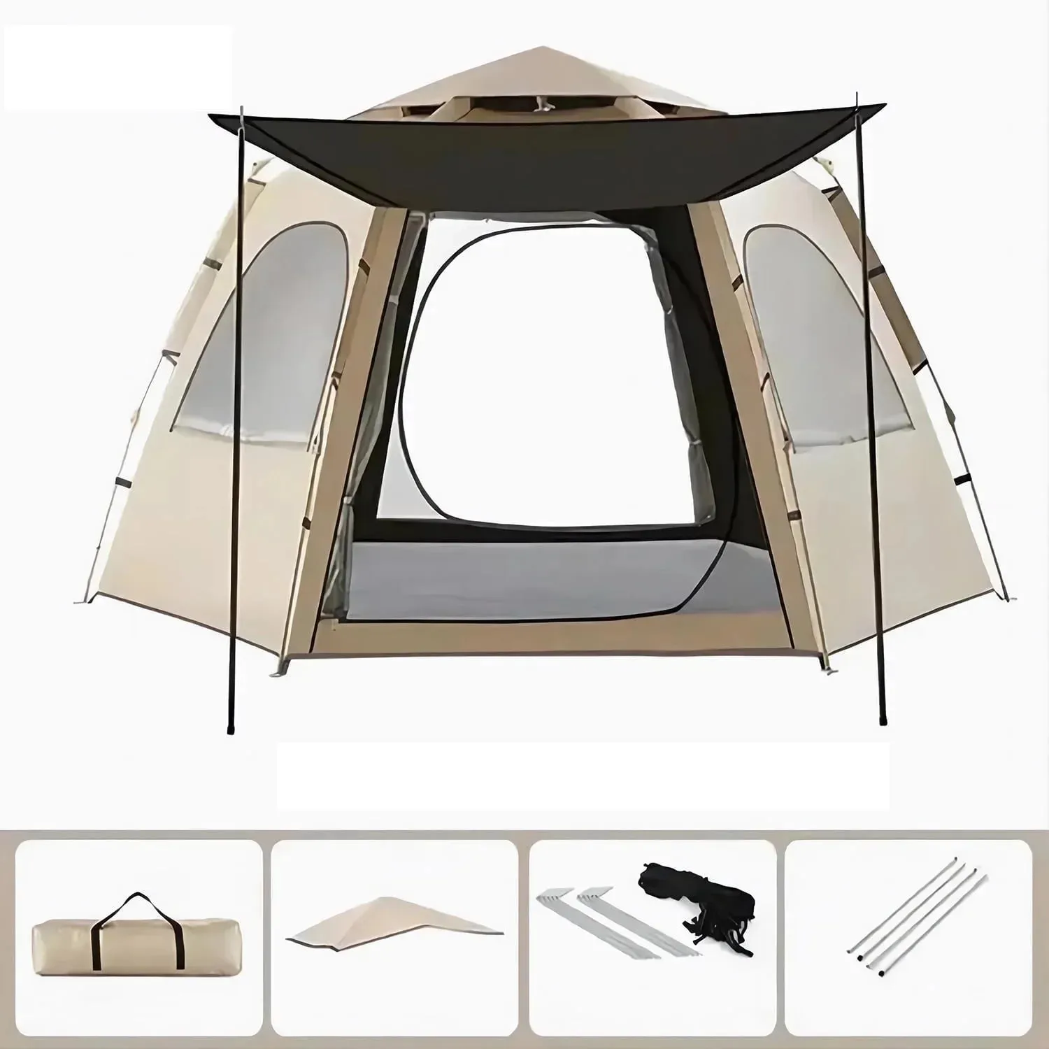 Mapskey 3-4 Person Tents for Camping,Portable Waterproof Large Glamping Tents for Outdoor Family Hiking Beach Backpacking