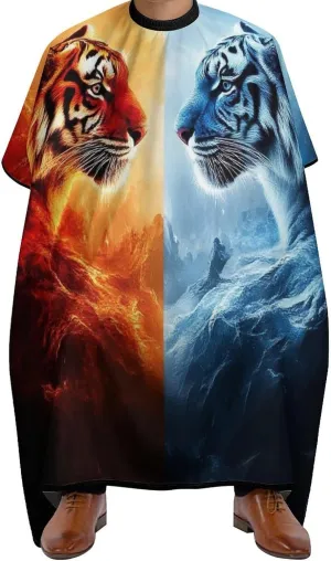 Men Women Adults Trippy Red Blue Neon Cloud Fire Tiger Art Barber Hairdressing Cape - Full Coverage Haircut Apron for Makeup Artist Beautician, Haircut Tools