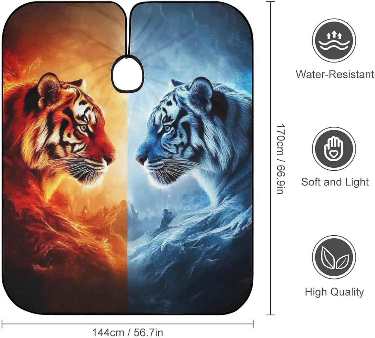 Men Women Adults Trippy Red Blue Neon Cloud Fire Tiger Art Barber Hairdressing Cape - Full Coverage Haircut Apron for Makeup Artist Beautician, Haircut Tools