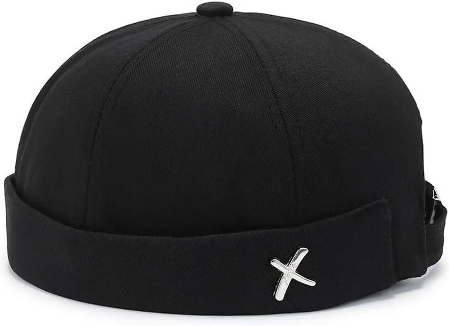 Men's Cotton Skullcap Sailor Brimless Retro Rolled Cuff Docker Hats Beanies Street Casual Beanie Caps