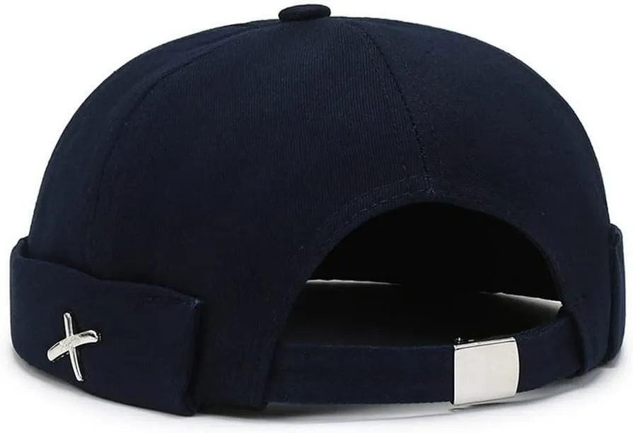 Men's Cotton Skullcap Sailor Brimless Retro Rolled Cuff Docker Hats Beanies Street Casual Beanie Caps