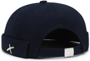Men's Cotton Skullcap Sailor Brimless Retro Rolled Cuff Docker Hats Beanies Street Casual Beanie Caps