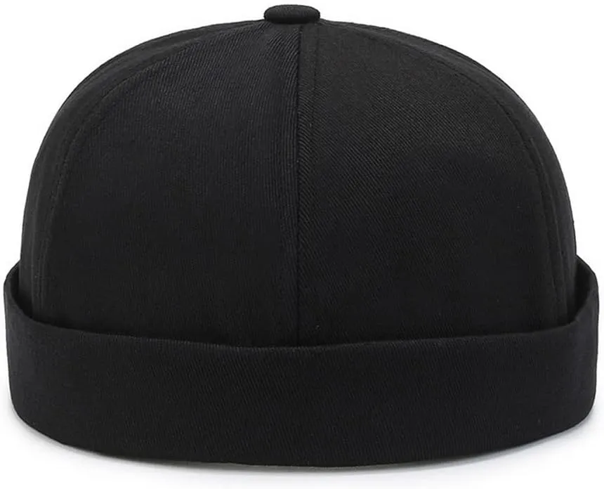 Men's Cotton Skullcap Sailor Brimless Retro Rolled Cuff Docker Hats Beanies Street Casual Beanie Caps