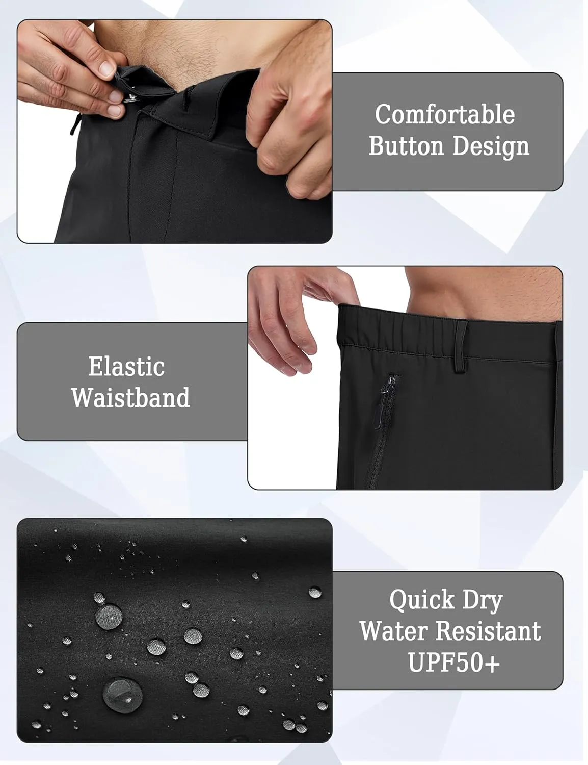 Mens Hiking Cargo Summer Shorts 9" Quick Dry Lightweight Outdoor Fishing Golf Casual Elastic Waist Loose Fit 6 Pocket