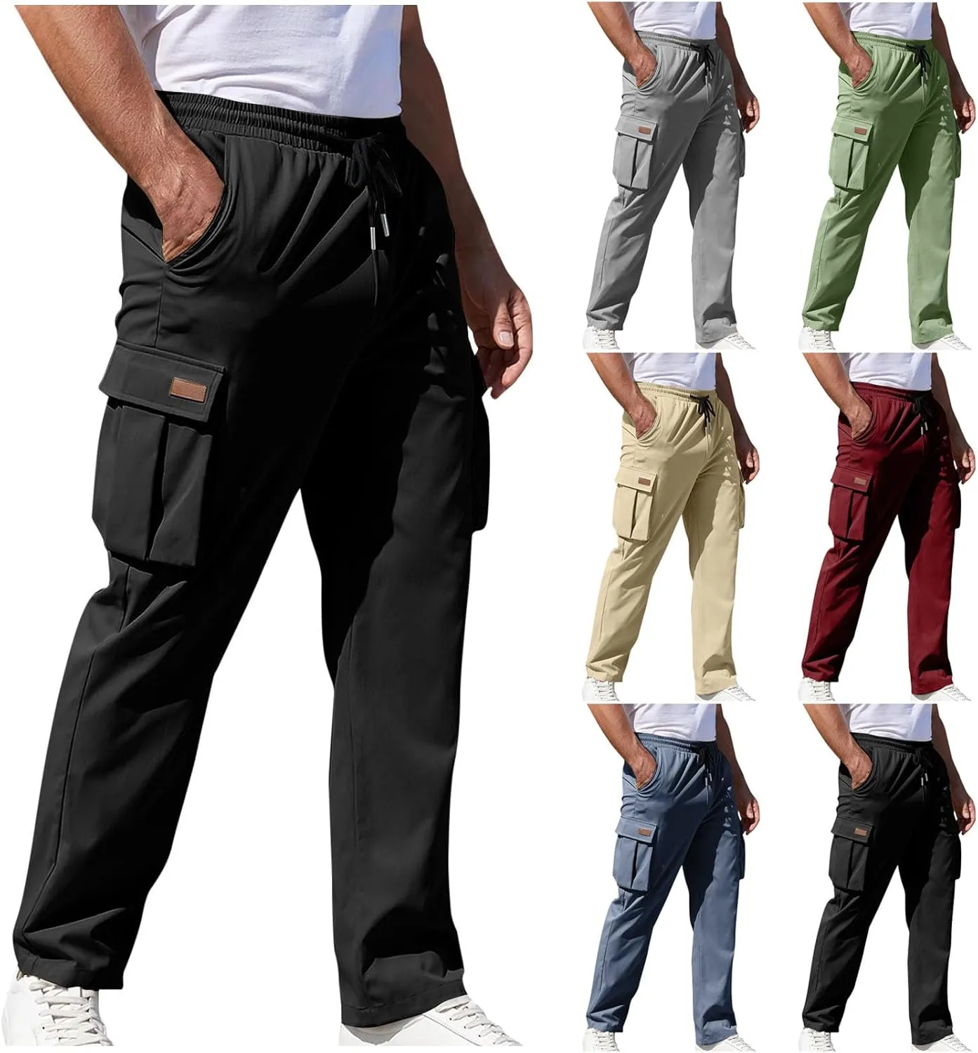 Men's Hiking Cargo Work Pants Quick Dry Drawstring Lightweight Tactical Pants Travel Fishing Camping Outdoor Pants