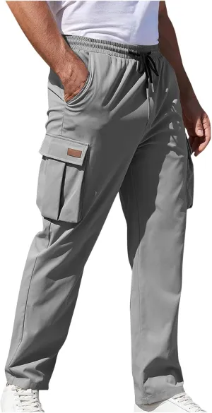 Men's Hiking Cargo Work Pants Quick Dry Drawstring Lightweight Tactical Pants Travel Fishing Camping Outdoor Pants