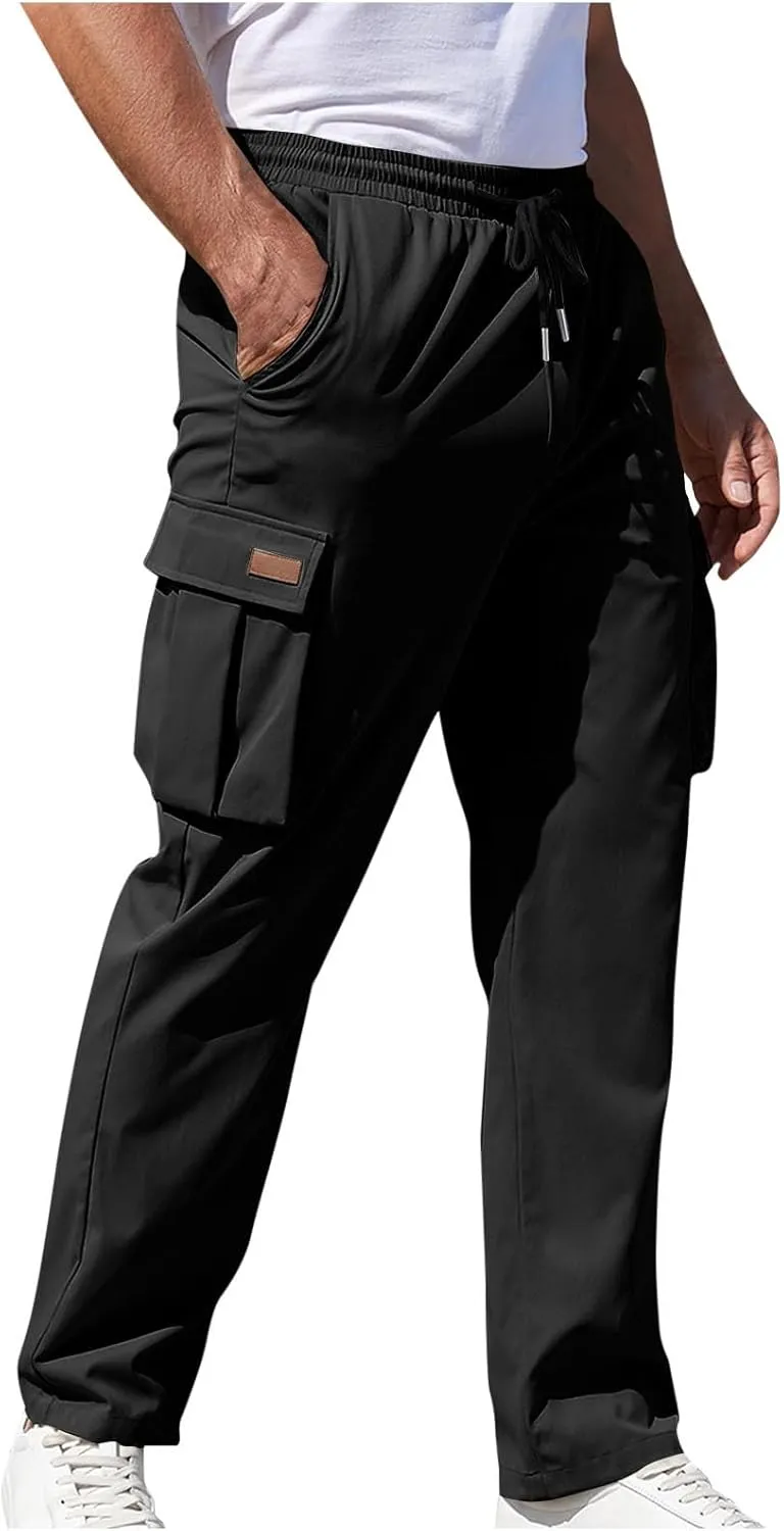 Men's Hiking Cargo Work Pants Quick Dry Drawstring Lightweight Tactical Pants Travel Fishing Camping Outdoor Pants